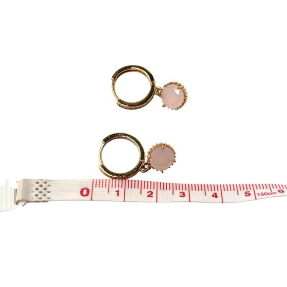 Gold-Tone Hoop/Drop Earrings Pink Stone – Elegant & Feminine Look Chic Unique - Picture 5 of 5